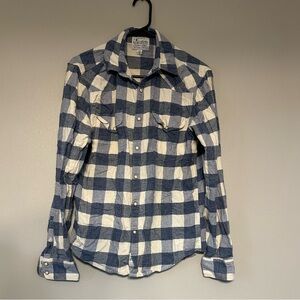 Lucky Brand Blue and White Plaid Button-Up Shirt